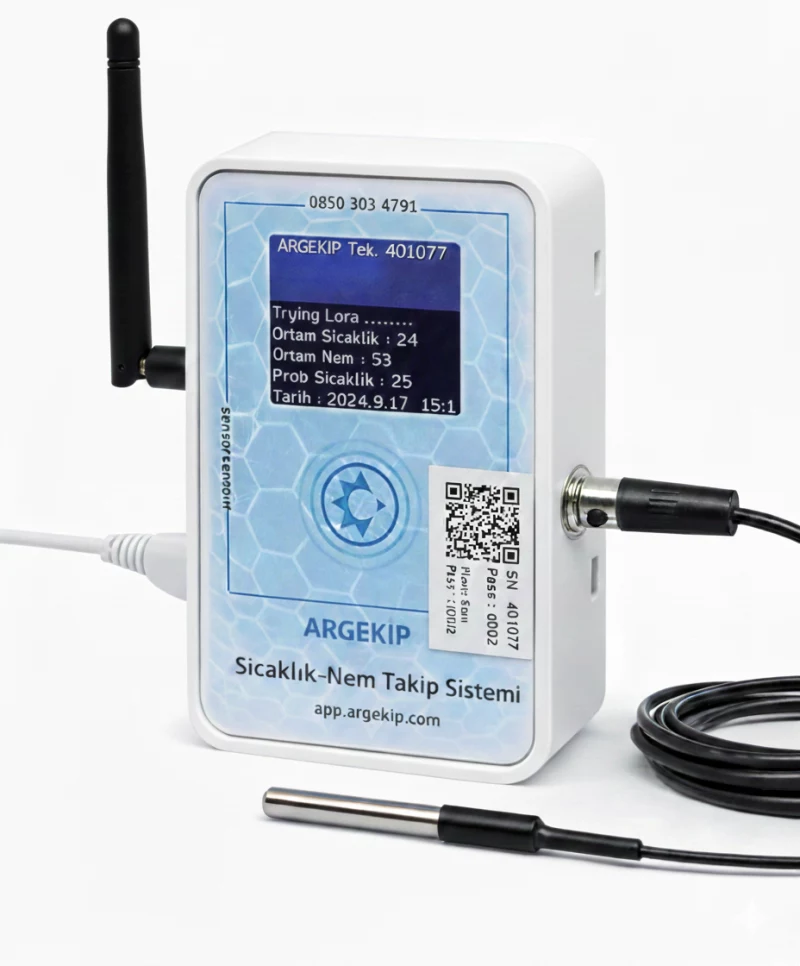 Argekip  Hastane LoRa -LCD Ekranlı Sıcaklık Nem Takip Cihazı | Uzun Mesafe
