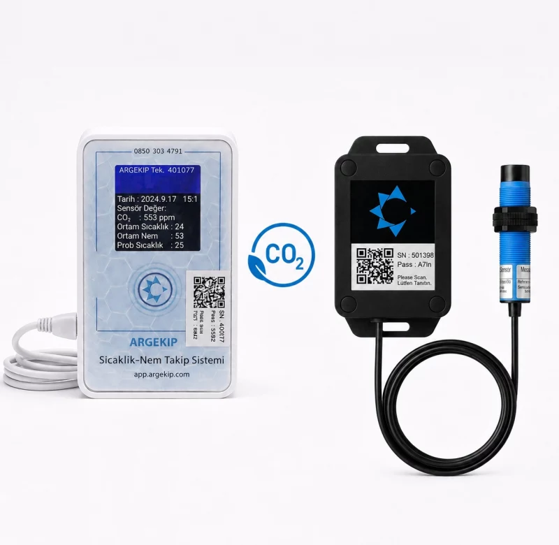 Argekip Endüstriyel CO₂ Sensörü | RS485 Modbus | 400–5000 ppm | Sera & Hava Kalitesi İzleme