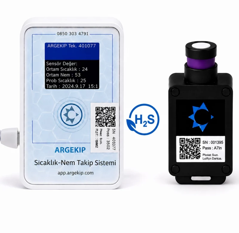 Argekip Wi-Fi H₂S (Hidrojen Sülfür) Gaz Sensörü | PPM Ölçüm | Alarm & Uzaktan İzleme | Bataryalı