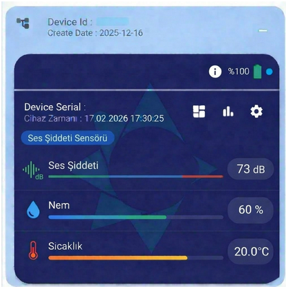 Argekip Wi-Fi Ses Şiddeti (dB) - Sensörü | Gürültü Ölçüm | Uzaktan İzleme | Alarm Özellikli - Gorsel 2