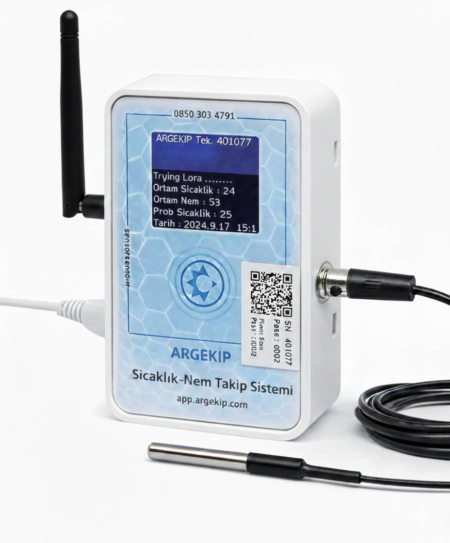 Argekip  Soğuk Hava LoRa  LCD Ekranlı Sıcaklık Nem Takip Cihazı | Uzun Mesafe